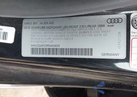 2015 Audi A7 3.0T Premium Plus from USA, damaged, VIN WAU2GAFC0FN063829